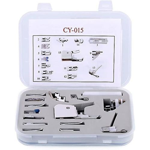 Kit de 15 pieds presseurs professionnels pour machine à coudre, accessoires de couture pour Brother, Singer, Viking, Janome et Kenmore