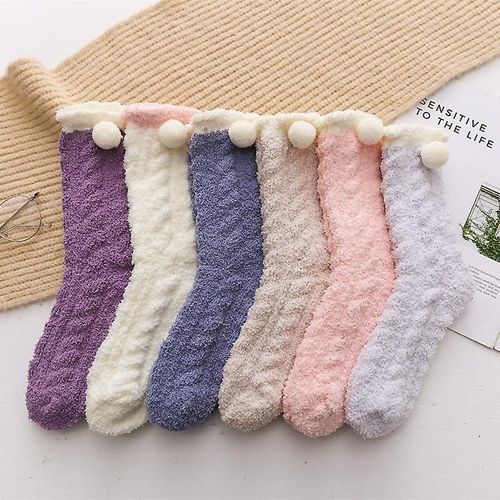 Chaussette Polaire Femme, Chaussette Pilou Pilou Chaude Pour Femme, Chaussettes Pantoufles Cadeau Hiver Noël