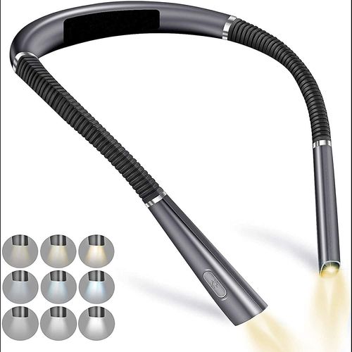 Lampe De Lecture De Cou Rechargeable, Lampe Pour Lire Au Lit - Protection Des Yeux 3 Couleurs, Luminosité Réglable, Autour Du Cou Ergonomique Confortable Et Flexible