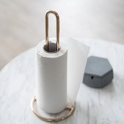 Porte-essuie-tout sur pied, porte-rouleau d'essuie-tout portable, sans perçage, pour cuisine, salon, chambre, salle de bain, etc. (doré)