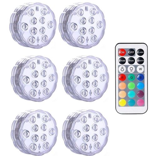 Lampe Subsn Sous-Marine Avec Télécommande Et Batterie,Luminaire Décoratif D'nik,Idéal Pour Une Piscine,Un Vase- 6 Lamp 1 Controller