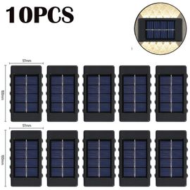 Applique Murale Solaire Imperméable À 10 Led,62 Lumières,Éclairage D'extérieur,Pour Maison,Jardin,Porche- 10led-Warm 10pc-Solar