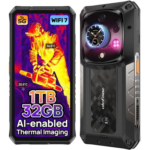 Ulefone Armor 28 Ultra Téléphone incassable 5G Double Écran AI Smartphone, 32Go+1 to, Noir