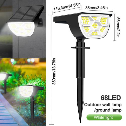 Spot Lumineux Solaire 2 En 1 À 72/68 Led,Éclairage D'extérieur,Idéal Pour Un Jardin,Une Porte D'entrée Ou - 68 Led White Light-1pc