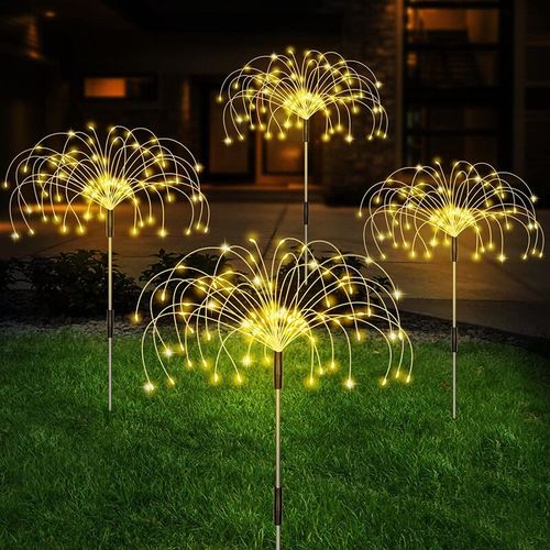 Feux D'artifice Solaires À Led Pour L'extérieur,Décoration De Jardin Étanche,Lampe Solaire Pour Pelouse- Warm-2pcs-D
