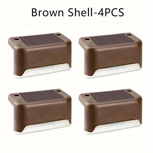 Lot De 4 Lampes Led Solaires Pour Escaliers,Veilleuse,Étanche,Passage,Cour,Garde-Corps,Marche,Extérieur,Jardin- Brown-Warm Light -B