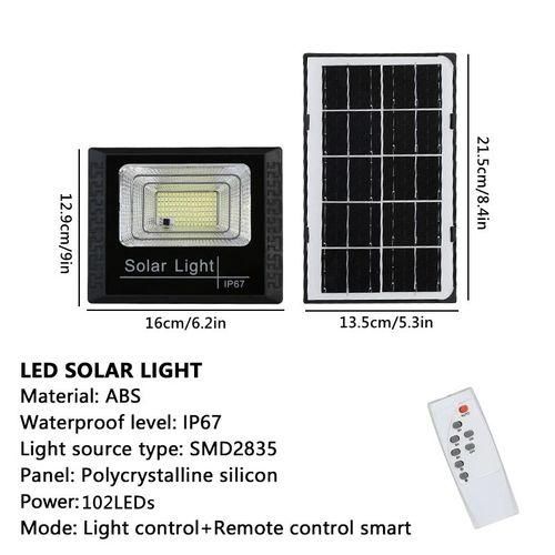 Projecteur Solaire Led Étanche Extérieur,Budgétaire,Rue,Jardin,Lumière,Décoration,Applique Murale,Réflecteur- 102leds-A47