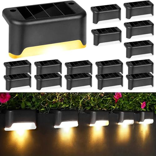 Lot De 4 Lampes Led Solaires Pour Escaliers,Veilleuse,Étanche,Passage,Cour,Garde-Corps,Marche,Extérieur,Jardin- 16pcs-Black -A