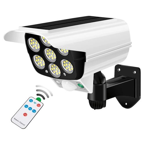 Lampes Solaires À Détecteur De Mouvement Extérieur,Budgétaire À 77 Led,Étanche,Sans Fil,Fausse Caméra De Sécurité - Bd7077ms-E7