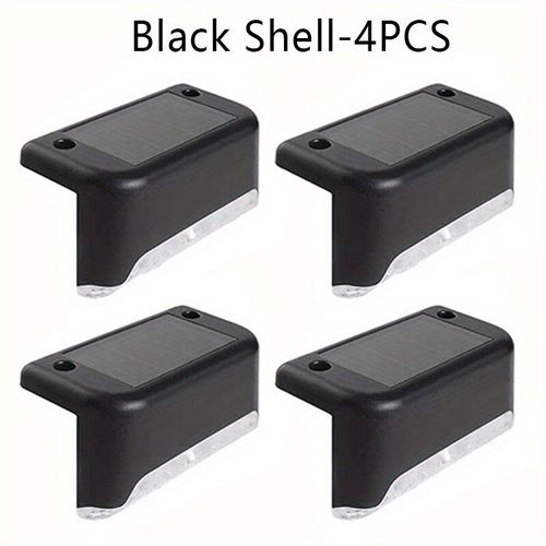 Lot De 4 Lampes Led Solaires Pour Escaliers,Veilleuse,Étanche,Passage,Cour,Garde-Corps,Marche,Extérieur,Jardin- Black-Warm Light -B