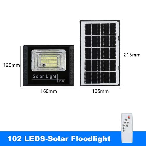 Projecteur Solaire Led Étanche Avec Télécommande,Lumière À Intensité Variable,Temps,Extérieur,Jardin,Escaliers,Mur- 102leds-C40