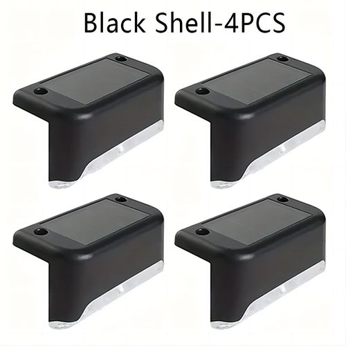 Lot De 4 Lampes Led Solaires Pour Escaliers,Veilleuse,Étanche,Passage,Cour,Garde-Corps,Marche,Extérieur,Jardin- Black-Warm Light -C