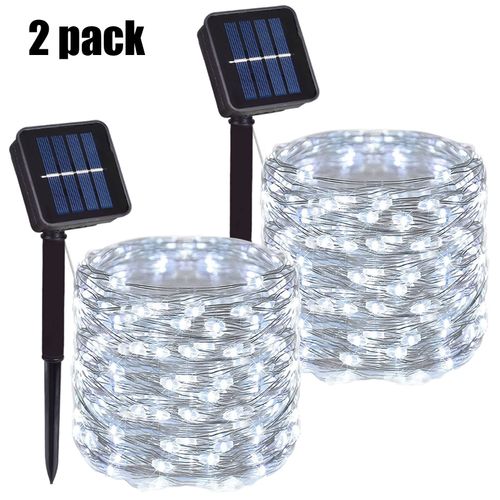32m/22m/12m/7m Solaire Led Lumière Extérieure Led Lampe Solaire Jardin Extérieur Fée Guirlande Décor De Noël - White 2pc-22m 200led