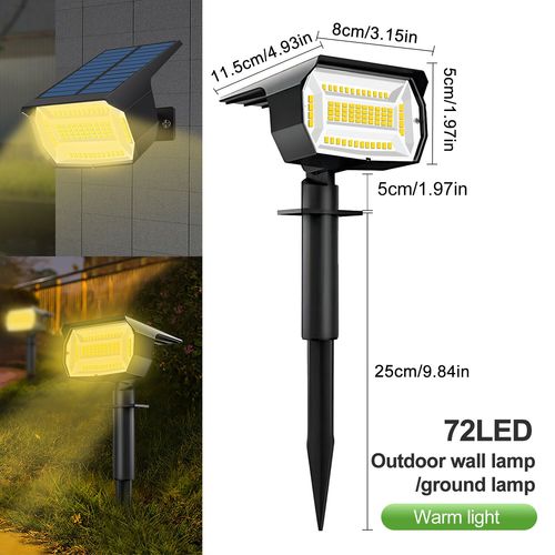 Spot Lumineux Solaire À 68/72 Led,Imperméable,3 Modes,Éclairage D'extérieur,Idéal Pour Un Jardin,Une Porte- 72 Led Warm White-2pcs-A