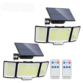 Applique Murale Solaire À 238/328 Led Avec Détecteur De Mouvement,Imperméable Conforme À La Norme Ip65,Luminaire - 348led-2pcs -B