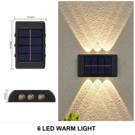 Applique Murale Solaire D'extérieur,Étanche,62 Lumières,Éclairant,Maison,Jardin,Cour,Décoration Extérieure- 6led-Warm-4pcs