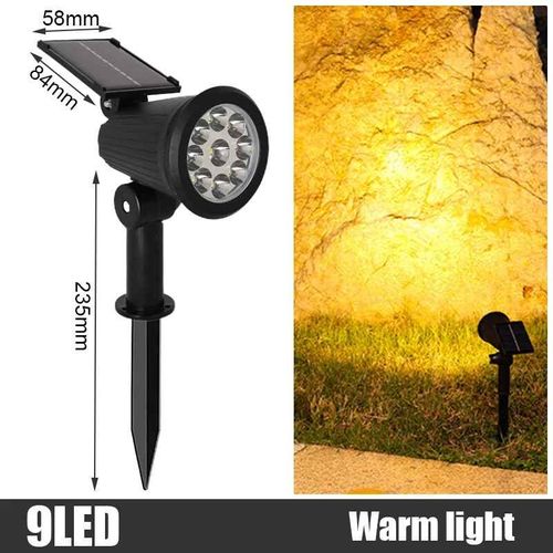 Projecteur Solaire Réglable Dans Le Sol,Applique Murale Paysage Étanche,Éclairage Extérieur,2/9 Led,62 Lampes,Ip65-9led-Warm Light-A