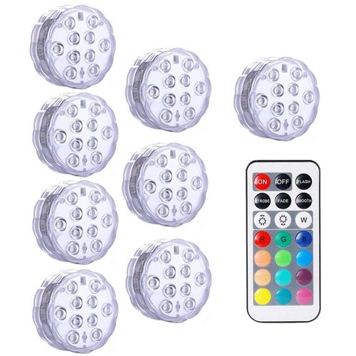 Lampe Subsn Sous-Marine Avec Télécommande Et Batterie,Luminaire Décoratif D'nik,Idéal Pour Une Piscine,Un Vase- 8 Lamp 1 Controller