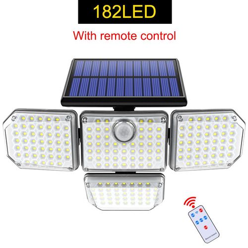 Lampe Solaire Étanche Ip65 Avec Tête Réglable,Lampe De Jardin,Grand Angle D'éclairage,3 Modes,20w,122 Led,333led- 182led Integrated