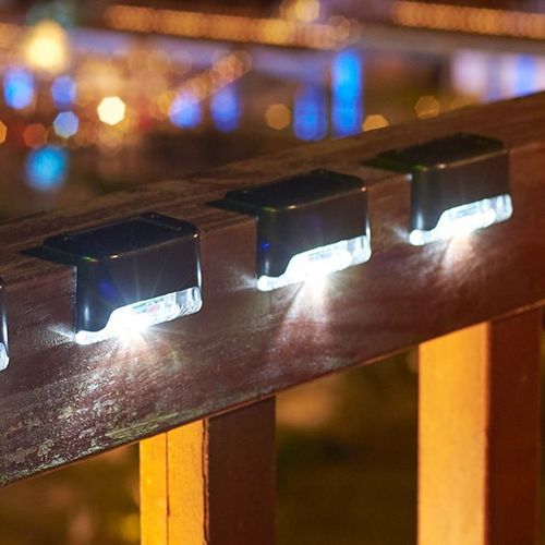 Lampes Solaires À Led Étanches Pour L'extérieur,Clôture,Terrasse,Cour,Balcon,Jardin,Lampe D'escalier,1 À - Black-White Light-12pcs