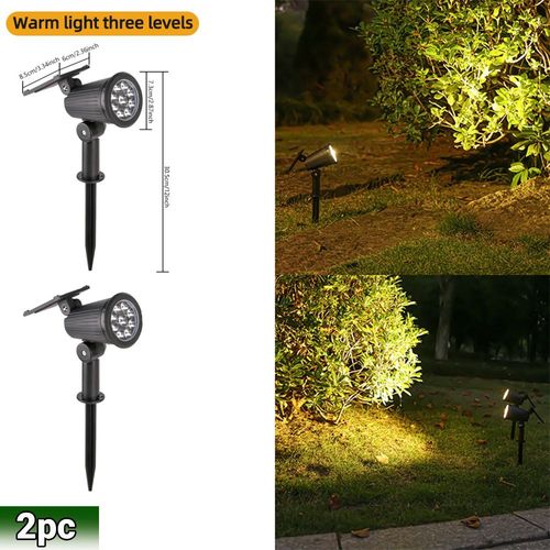 Spot Lumineux Solaire À 9 Led Imperméable Conforme À La Norme Ip65,Éclairage D'extérieur,Rvb,Luminosité - 2pc Warm Light-0-5w