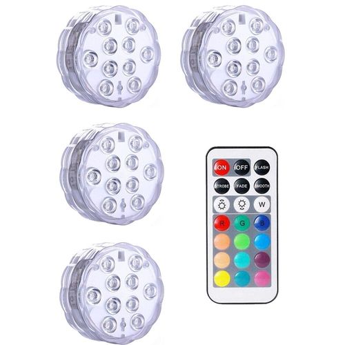 Lampe Subsn Sous-Marine Avec Télécommande Et Batterie,Luminaire Décoratif D'nik,Idéal Pour Une Piscine,Un Vase- 4 Lamp 1 Controller