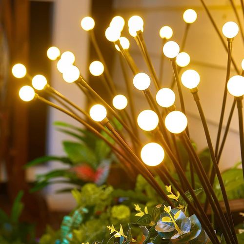 Lampes De Jardin Solaires À 8 Led,62 Lucioles,Étanches,Vibrantes,Pour L'extérieur,Décoration Chaude- 8l Warm White