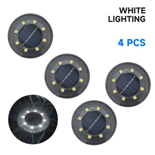 Spot Lumineux Led Solaire Encastrable Dans Le Sol,Imperméable Conforme À La Norme Ip68,Éclairage D'extérieur- White Light-4 Pcs -A