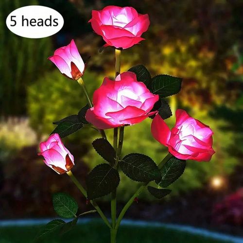 Lampe Solaire À 5 Têtes,Luminaire Décoratif D'extérieur,Idéal Pour Un Jardin,Une Pelouse Ou Une Cour- Pink-B80307