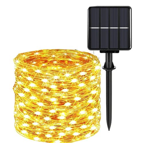 Guirxiété Lumineuse Solaire À Led,Extérieur,Étanche,8modes,Guirxiété De Rue Pour Fête,Mariage,Lampe De-Warm White-1pack-32m-300led-A