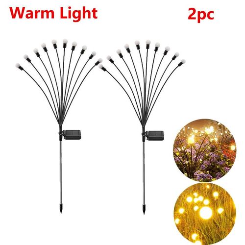 Lampes De Jardin Solaires À Led,6/8/10 Led,62 Lucioles,Décoration De Jardin Extérieur,Lumières De Paysage- Warm Light 2pcs-8led -B