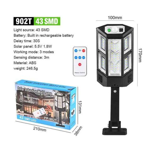 Lampe Solaire D'extérieur Avec Détecteur De Mouvement,Étanche Ip65,Lumière De Jardin,Lanterne De Rue Et De Cour,4 - 43led-B1451