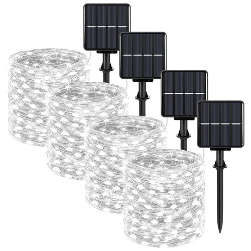 32m/22m/12m/7m Solaire Led Lumière Extérieure Led Lampe Solaire Jardin Extérieur Fée Guirlande Décor De Noël - White 4pc-32m 300led