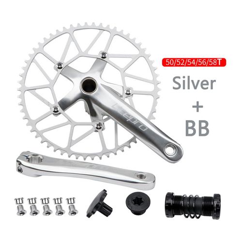 52t - Ensemble D'argent - Jeu De Manivelles Pour Vlo, Bmx Creux 130bcd, Bougies Intgres, Couronnes Pe 1, Tiges De Connexion 170mm
