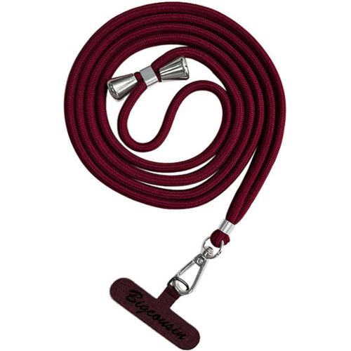 Kal-Tour De Cou Telephone Universelle,Réglable Amovible En Nylon Pendentifs Collier De Longe Porte-Clés Cordon Pour Plupart De Téléphones Intelligents,Vin Rouge