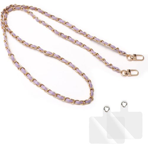 KAL-Cordon Sac À Main En Pu Cuir Aluminium Lanière Universelle Longue Dragone Anti-Perte Bandouliere Longue,Chaine Telephone Portable Tour Cou Avec 2 Patch Rechange De Plupart Des Smartphones