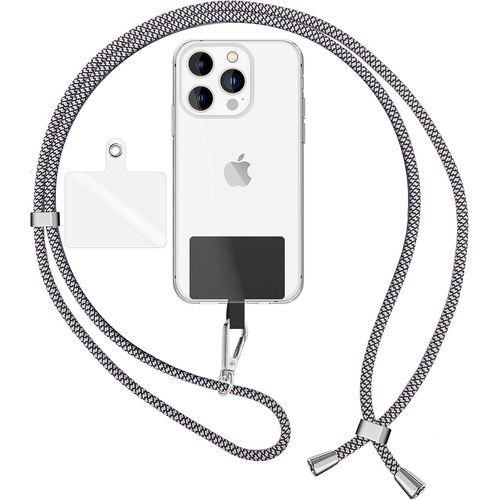 KAL-Lanière Universelle Coloré Pour Telephone Portable, Cordon Tour De Cou Pour Smartphone, Porte Clef Chaine Réglable Avec Crochet Métallique E Carte, Sangle Pour Épaule, Couleur:Noir Blanc Panda