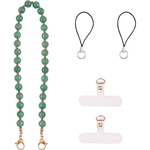 Kal-Bracelets De Poignet En Pierres Précieuses Pour Téléphone Avec Breloques En Perles Faites À La Main, Cordon Anti-Perte Pour Suspendre Un Téléphone Portable (Aventurine Verte)