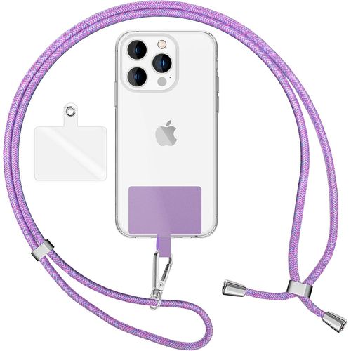 KAL-Lanière Universelle Coloré Pour Telephone Portable, Cordon Tour De Cou Pour Smartphone, Porte Clef Chaine Réglable Avec Crochet Métallique E Carte, Sangle Pour Épaule, Couleur:Rose Multicolore