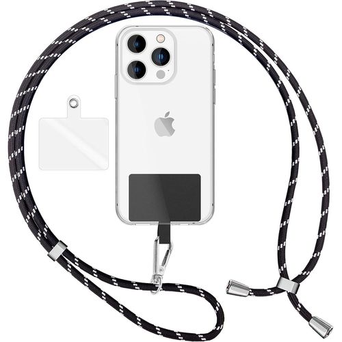 KAL-Lanière Universelle Coloré Pour Telephone Portable, Cordon Tour De Cou Pour Smartphone, Porte Clef Chaine Réglable Avec Crochet Métallique E Carte, Sangle Pour Épaule, Couleur:Noir Blanc Zebra