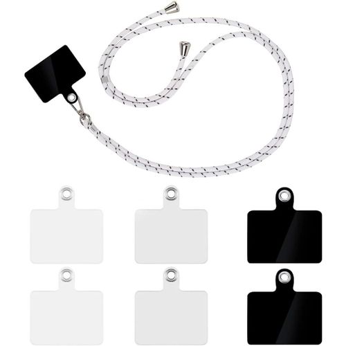 KAL-Pièces Tour De Cou Telephone Universelle Cordon De Collier Avec 6 Patchs Longe Porte-Clés Lanière Compatible Avec Coque De Téléphones Portables Pour Smartphone