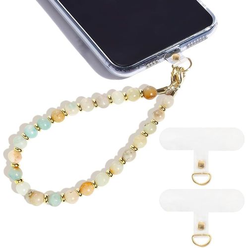 Kal-Pierre Naturelle Cordon Telephone Portable En Perlée Bijoux De Chaîne De Téléphone Portable Bohème Charm Pour Femmes Filles Pour Tablette Porte-Clés Caméra Cartes D'identité
