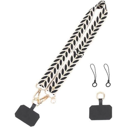 Kal-Sangle Téléphone Portable Réglable Anti-Perte Pour Femme Bandoulière Longue Large En Tissu Collier Décore Avec Patch Chaîne De Téléphone Universelle Suspension Sécurisée