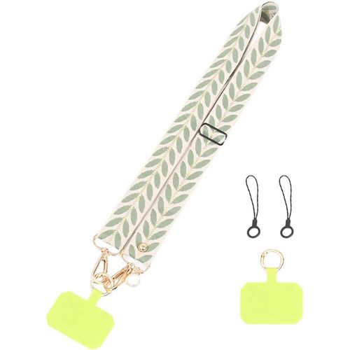 Kal-Sangle Téléphone Portable Réglable Anti-Perte Pour Femme Bandoulière Longue Large En Tissu Collier Décore Avec Patch Chaîne De Téléphone Universelle Suspension Sécurisée