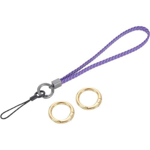 KAL-Dragonne Tissée En Cuir Fait À La Main Pour Empêcher Les Chutes -Pour Embrayage, Téléphone Portable, Portefeuille, Sac À Main, Accessoires -Violet Clair -14 Cm, Violet Clair, 22.5Cm