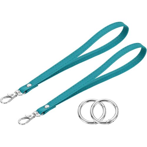 KAL-Pcs Dragonne De Poignet, Dragonne En Cuir Pu Pour Remplacement De Clé Avec Anneau En Cercle Pour Étui De Téléphone Clés Portefeuille Sac À Main, Cyan