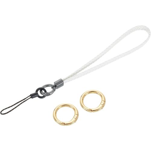 KAL-Dragonne Tissée En Cuir Fait À La Main Pour Empêcher Les Chutes De Téléphone Portable, Porte-Clés, Portefeuille, Accessoires De Sac À Main, 14 Cm, Blanc, Blanc, 22.5Cm/8.9
