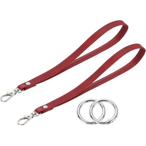 KAL-Pcs Dragonne De Poignet, Dragonne En Cuir Pu Pour Remplacement De Clé Avec Anneau En Cercle Pour Étui De Téléphone Clés Portefeuille Sac À Main, Rouge Vins