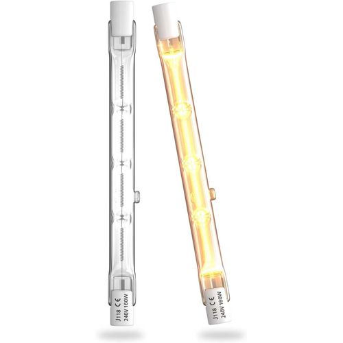 Kal-R7s Ampoule Halogène 160w Blanc Chaud 2700k Dimmable J118 J Type Linéaire 2000lm Ac220-40v Pour Éclairage De Sécurité, Projecteurs, Lampes De Table(2pcs)