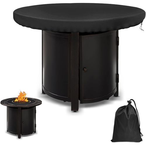 KAL-Housse De Protection Pour Plaque De Feu, Diamètre 100 Cm 420D Housse De Protection Ronde, Étanche Anti-Uv Pour Brasero De Terrasse Pour Plaque De Feu Et Plaque De Barbecue Noir